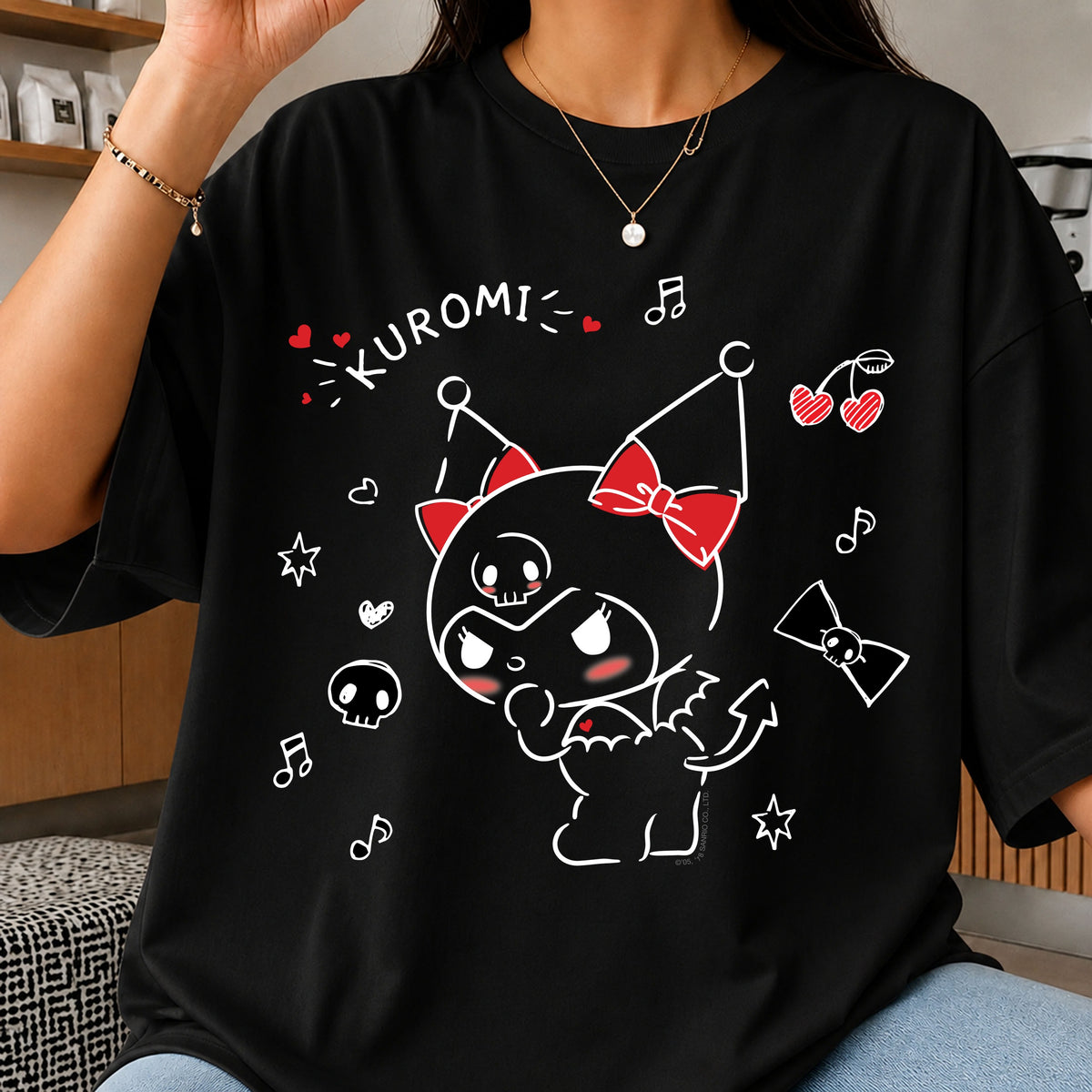 Kuromi Sanrio Skulls Bow Goth Kawaii Clipart PNG