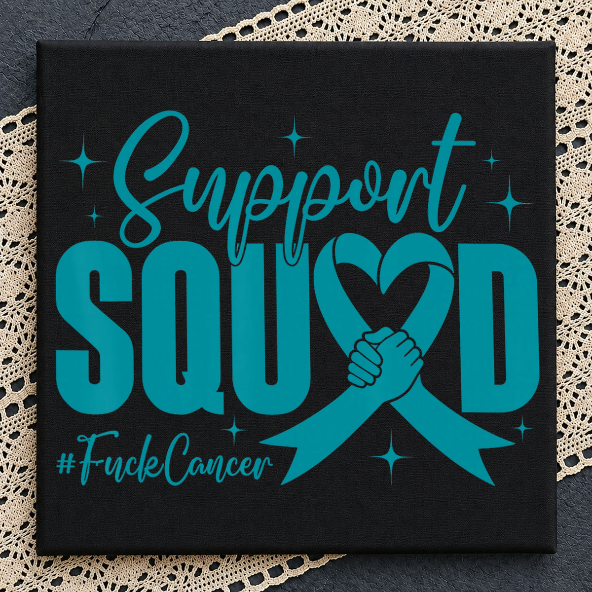 Support Squad Cancer Awareness PNG, Teal Ribbon PNG, Cancer PNG