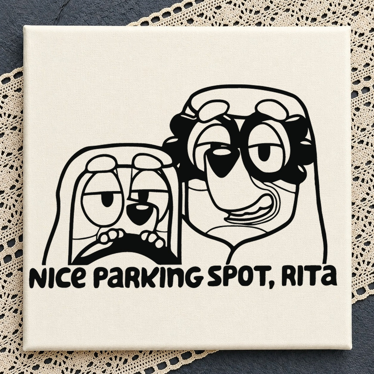 Nice Parking Spot Rita Bluey SVG, Funny Duo Car Clipart
