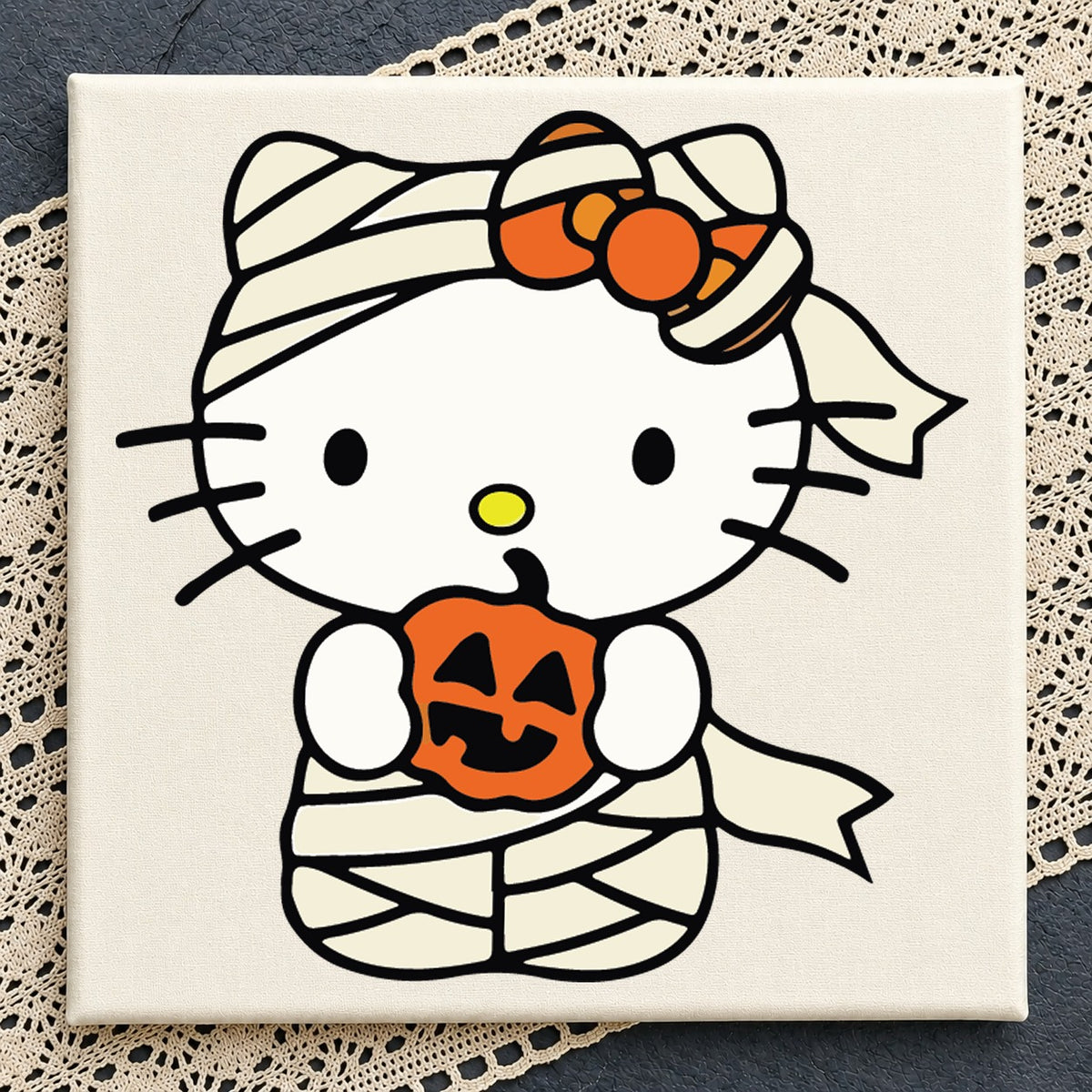 Hello Kitty Mummy Halloween SVG, Pumpkin Cricut Cut File