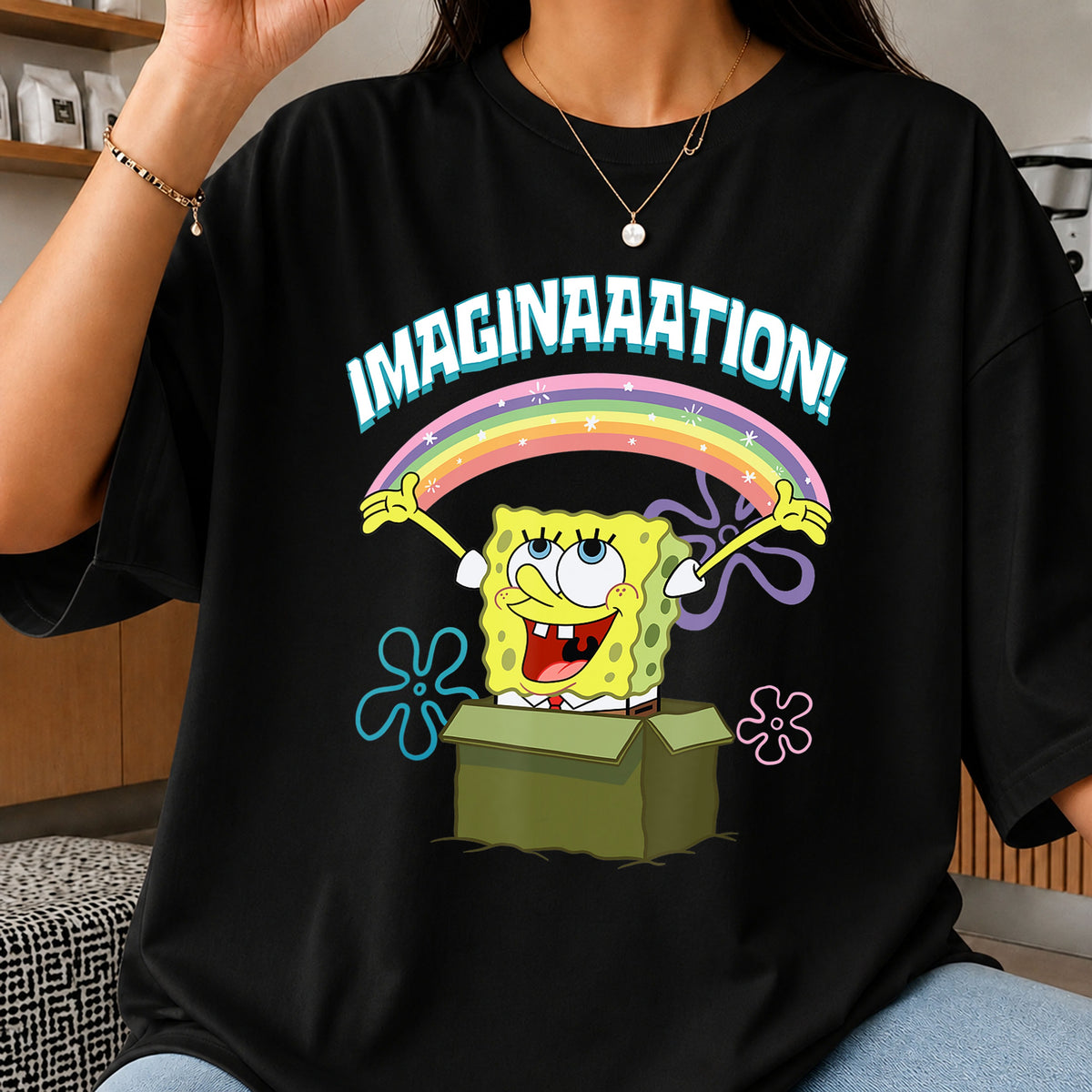 SpongeBob Imagination Rainbow Box Meme Cartoon PNG