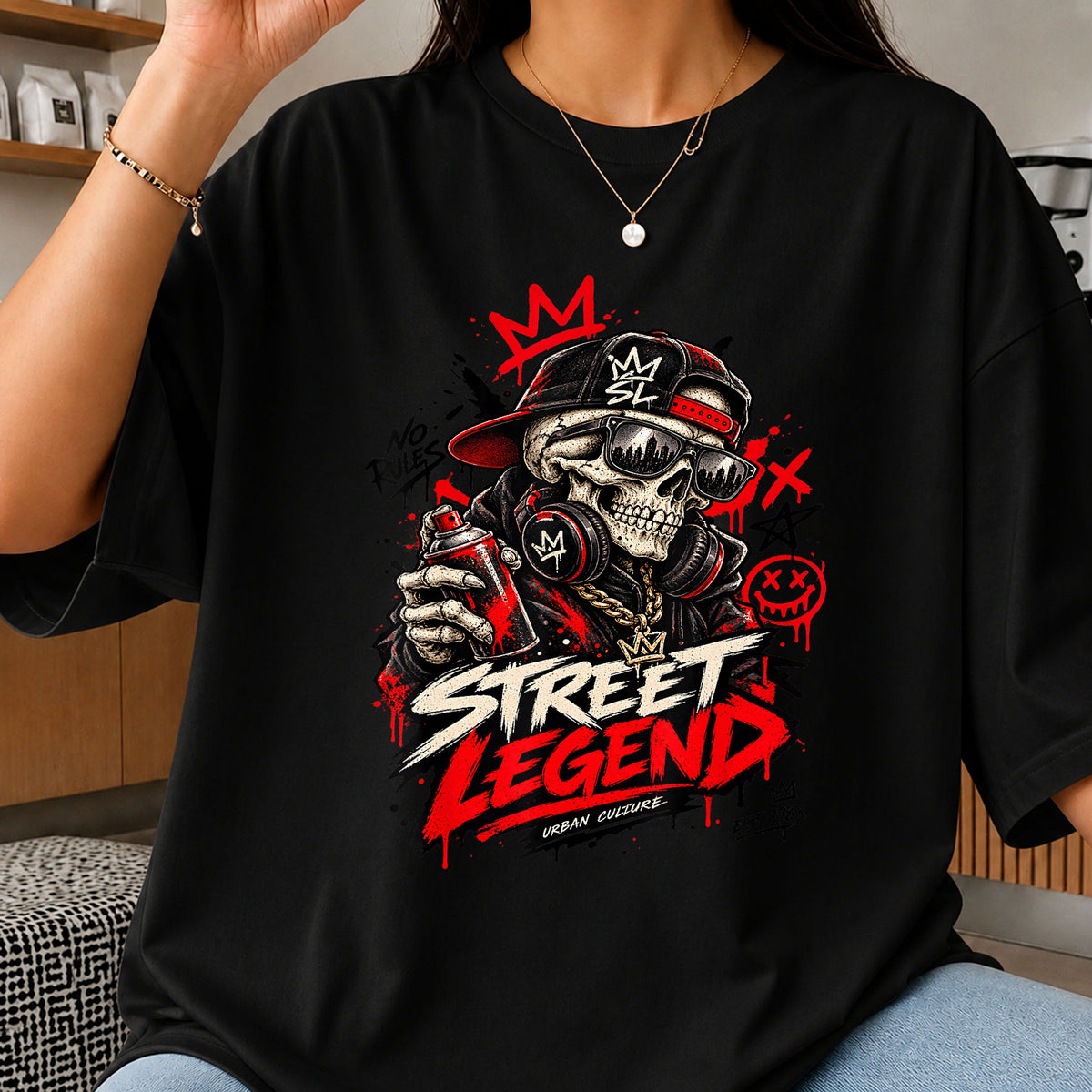 Street Legend Urban Culture Skull Graffiti Hip Hop PNG