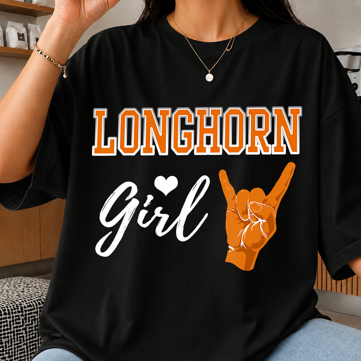 Longhorn Girl Hook Em Hand Sign Sports Fan PNG