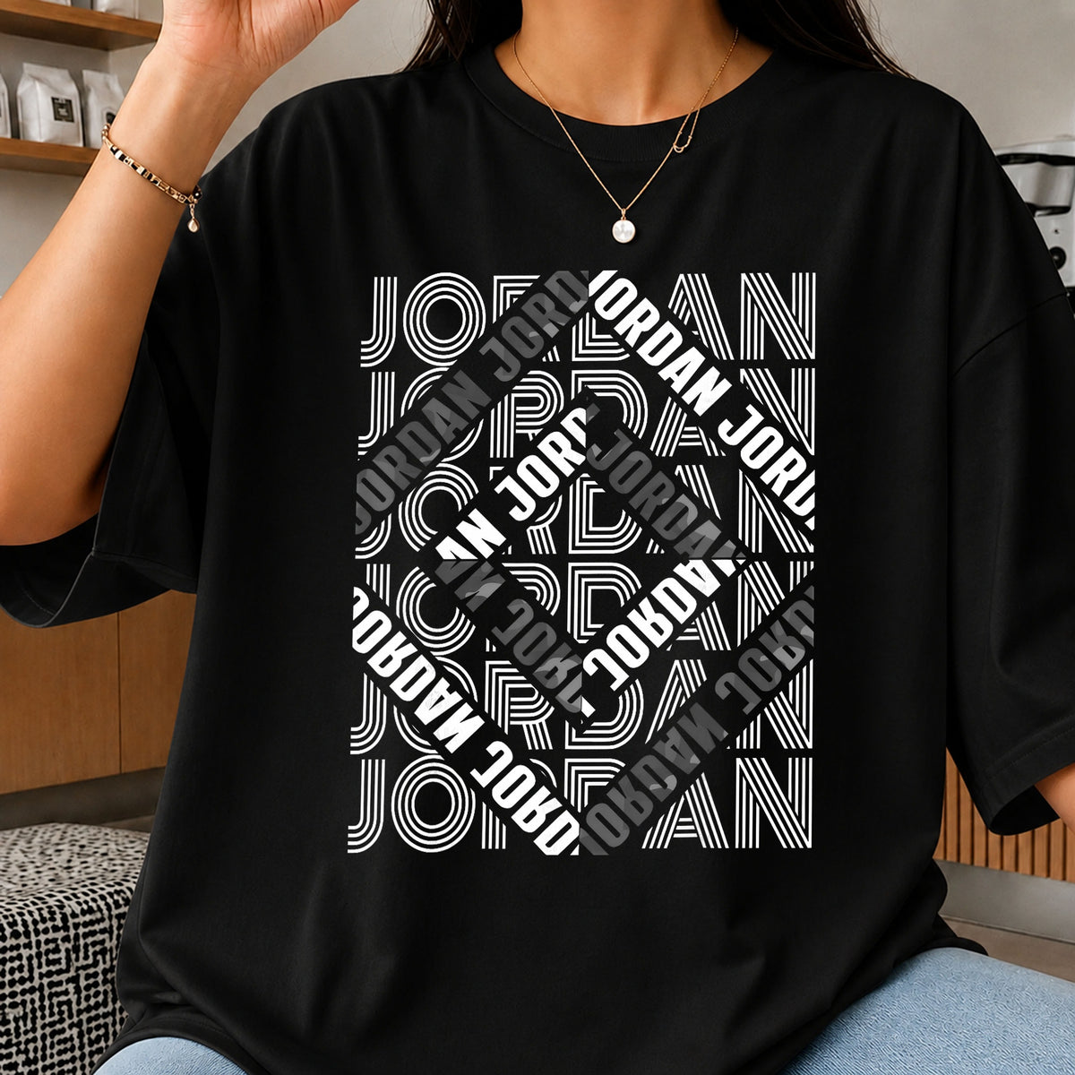 Jordan Repeated Pattern Black White Streetwear PNG