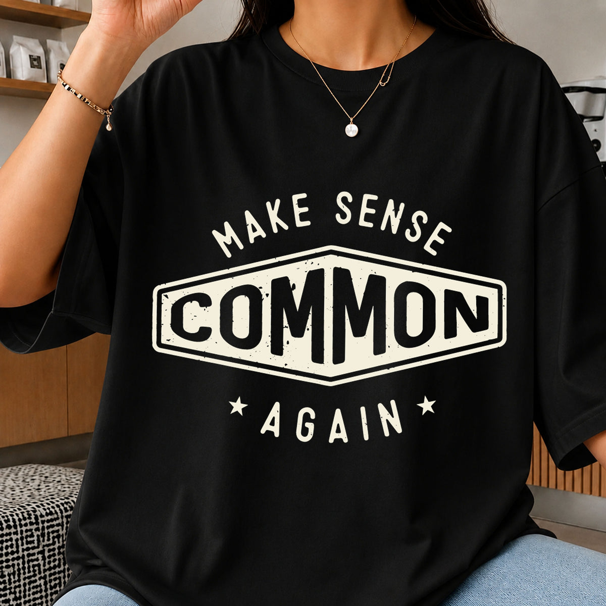 Make Sense Common Again, Vintage Badge Distressed, Political SVG