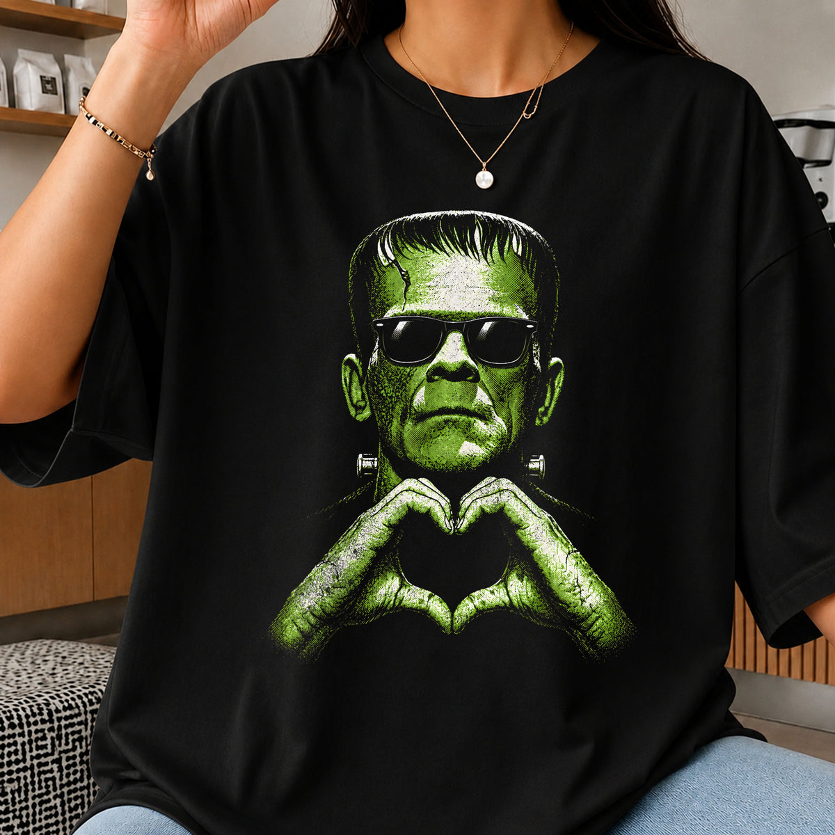 Frankenstein Heart Hands Sunglasses Halloween PNG