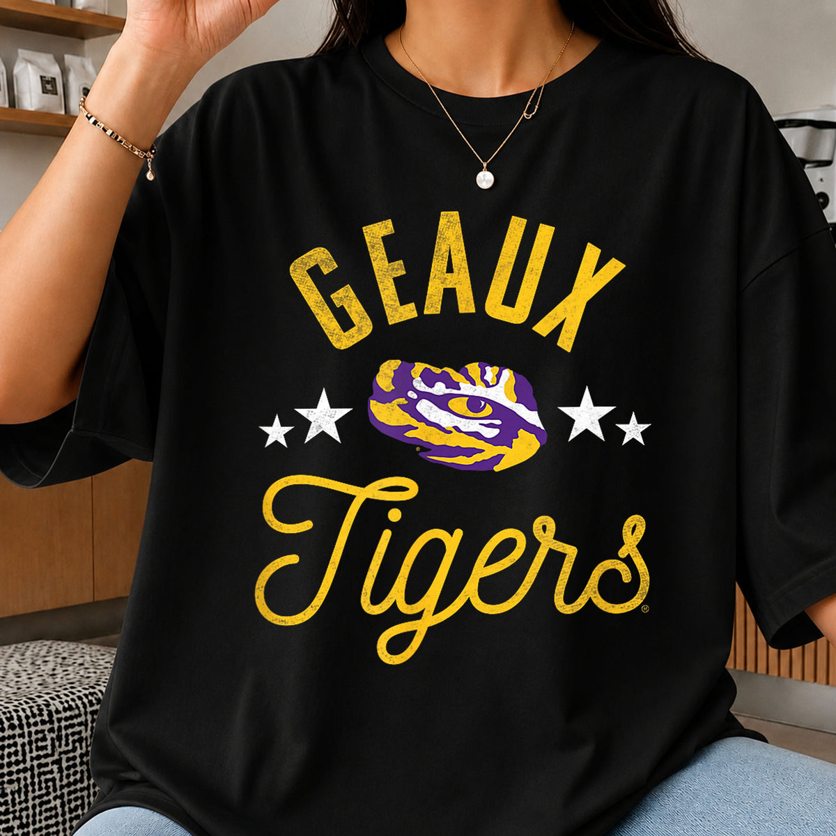 Geaux Tigers LSU Football Vintage Star Eye PNG