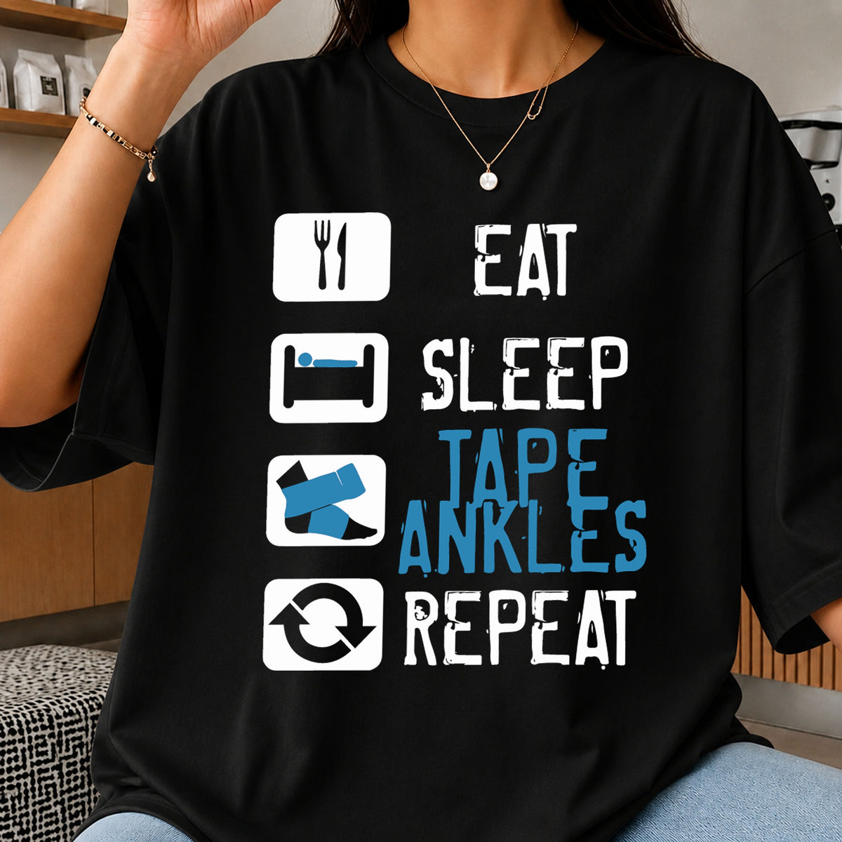 Eat Sleep Tape Ankles Repeat PNG, Athlete Sports Quote