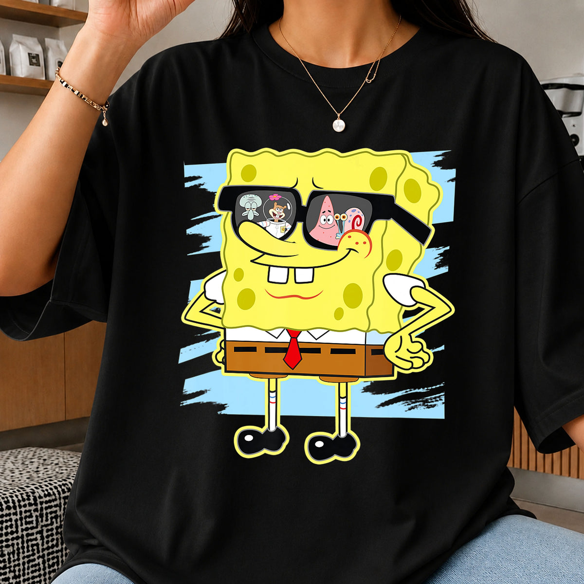 Spongebob Squarepants Sunglasses Friends Reflection PNG