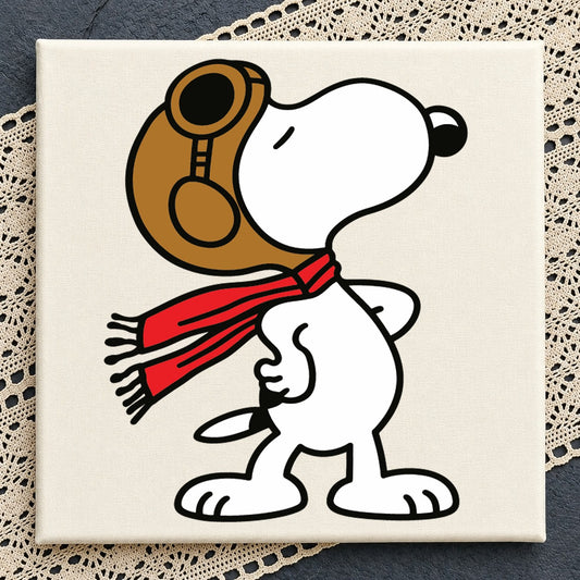 Snoopy Pilot Aviator Hat Red Scarf Cricut Cut File SVG
