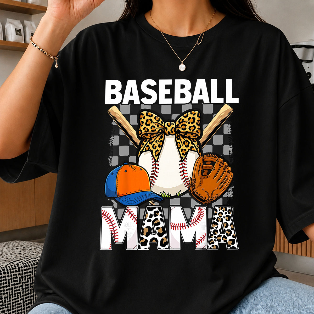 Baseball Mama Leopard Cheetah Print Mom Life PNG