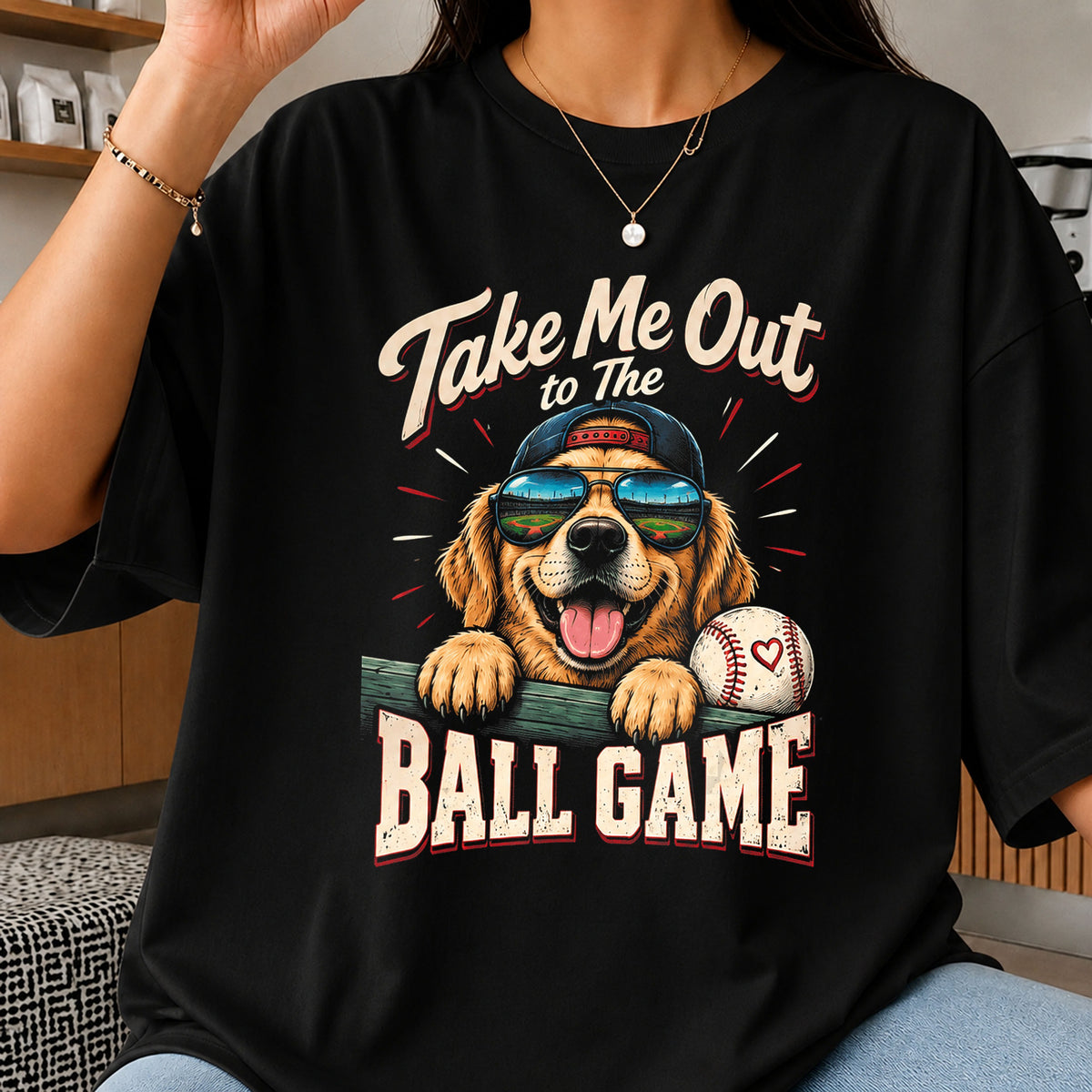 Take Me Out Ball Game Golden Retriever Baseball PNG
