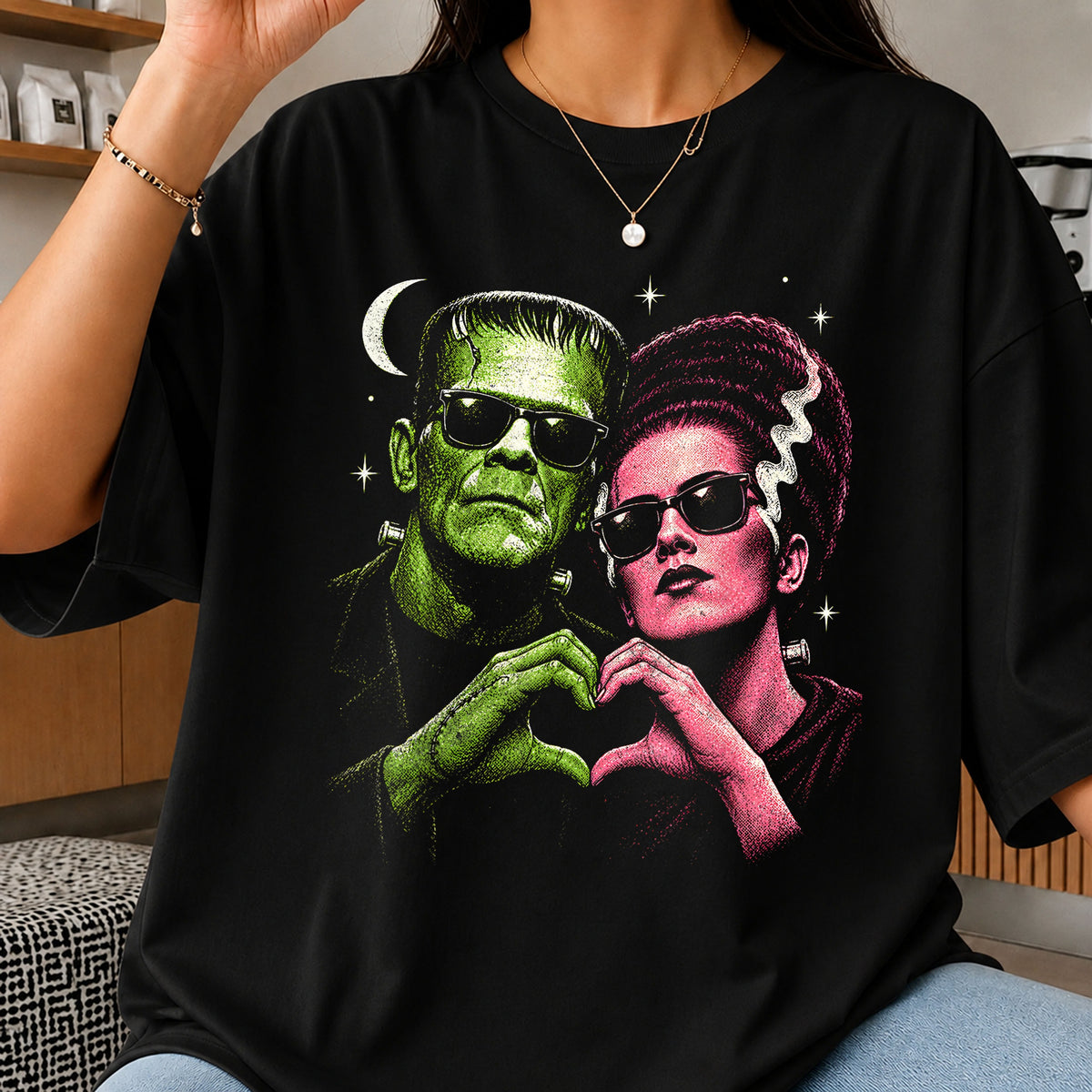 Frankenstein Bride Of Frankenstein Cool Couple Halloween PNG