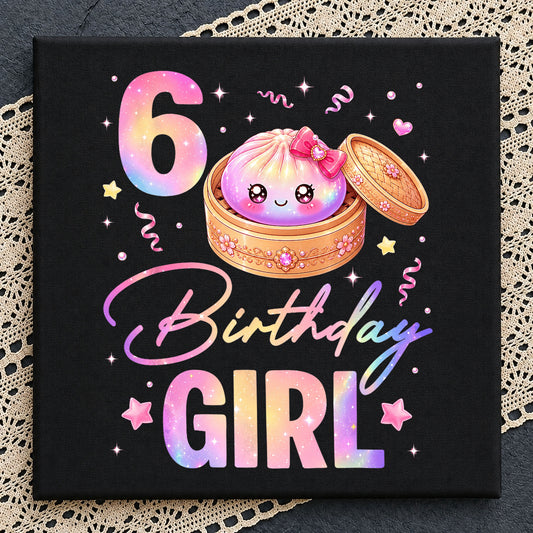 6th Birthday Girl Dumpling PNG, Kawaii Bao Bun Birthday, Cute Girl PNG