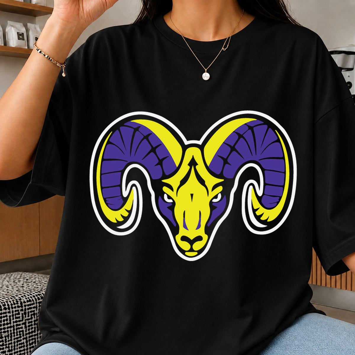 Fierce Ram Head Mascot Purple Gold Spirit PNG