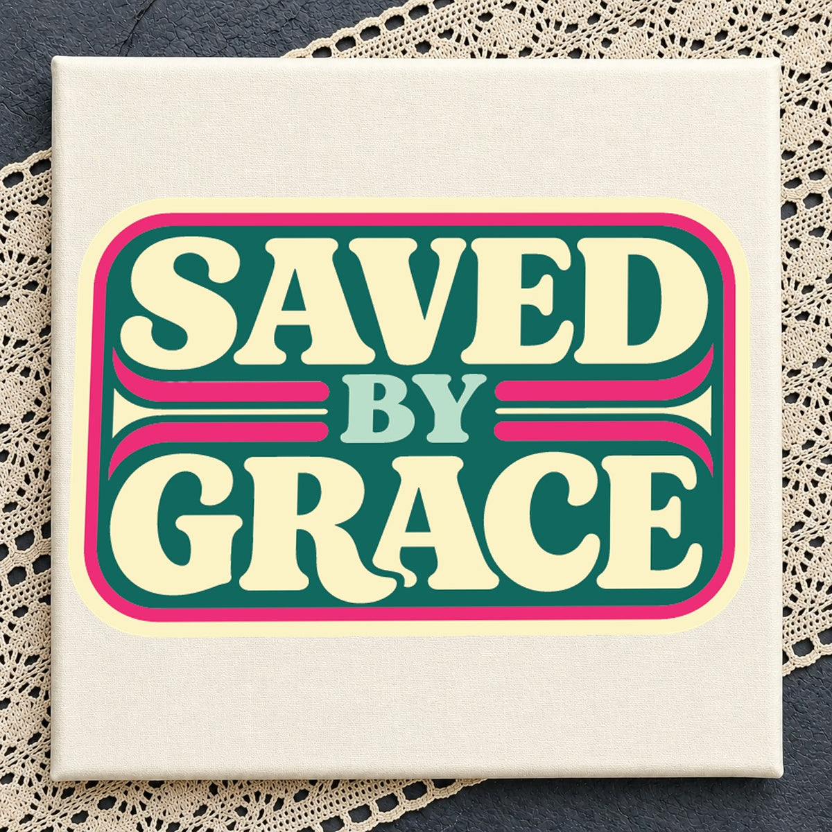 Saved By Grace SVG, Christian Faith Retro Cricut Clipart