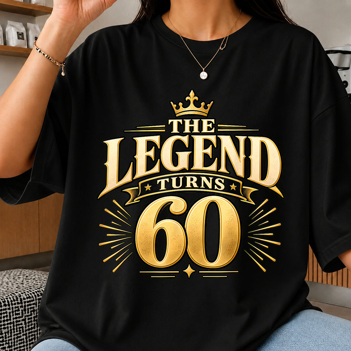 The Legend Turns 60 PNG, Gold Crown Birthday Sublimation