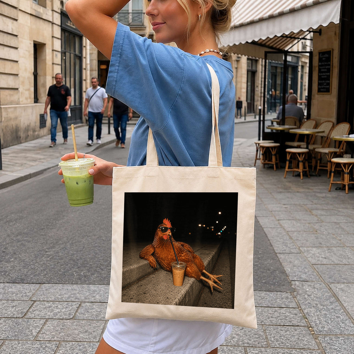 Cool Chicken With Iced Coffee PNG, Funny Chicken PNG, Trendy Hen PNG