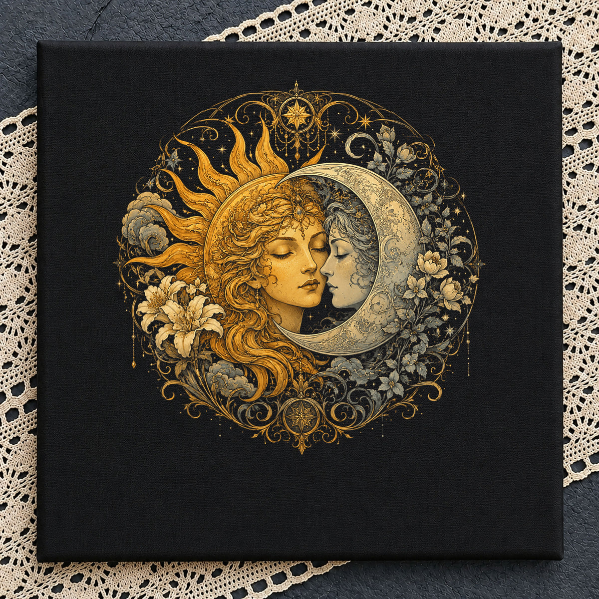 Celestial Sun And Moon Goddess PNG, Boho Mystic PNG, Floral PNG