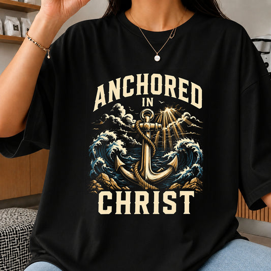 Anchored In Christ Ocean Waves Religious Faith PNG
