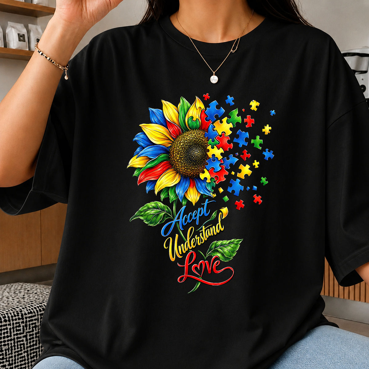 Autism Sunflower Accept Understand Love Sublimation PNG