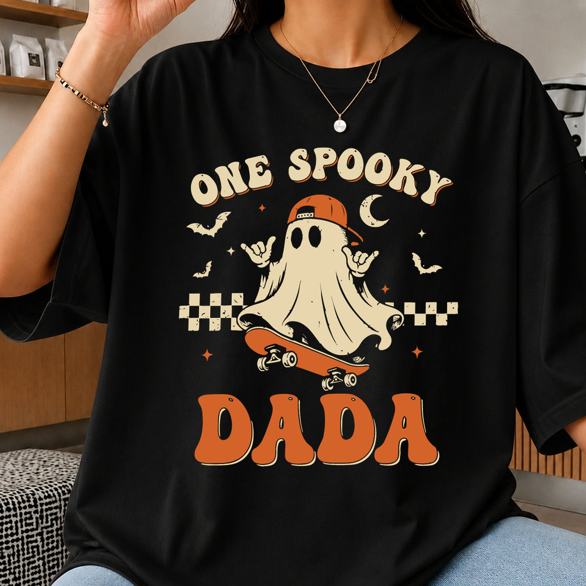 One Spooky Dada Ghost Skateboard Halloween PNG