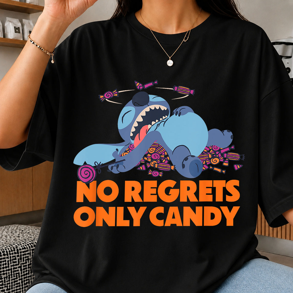 Stitch No Regrets Only Candy Halloween Clipart PNG