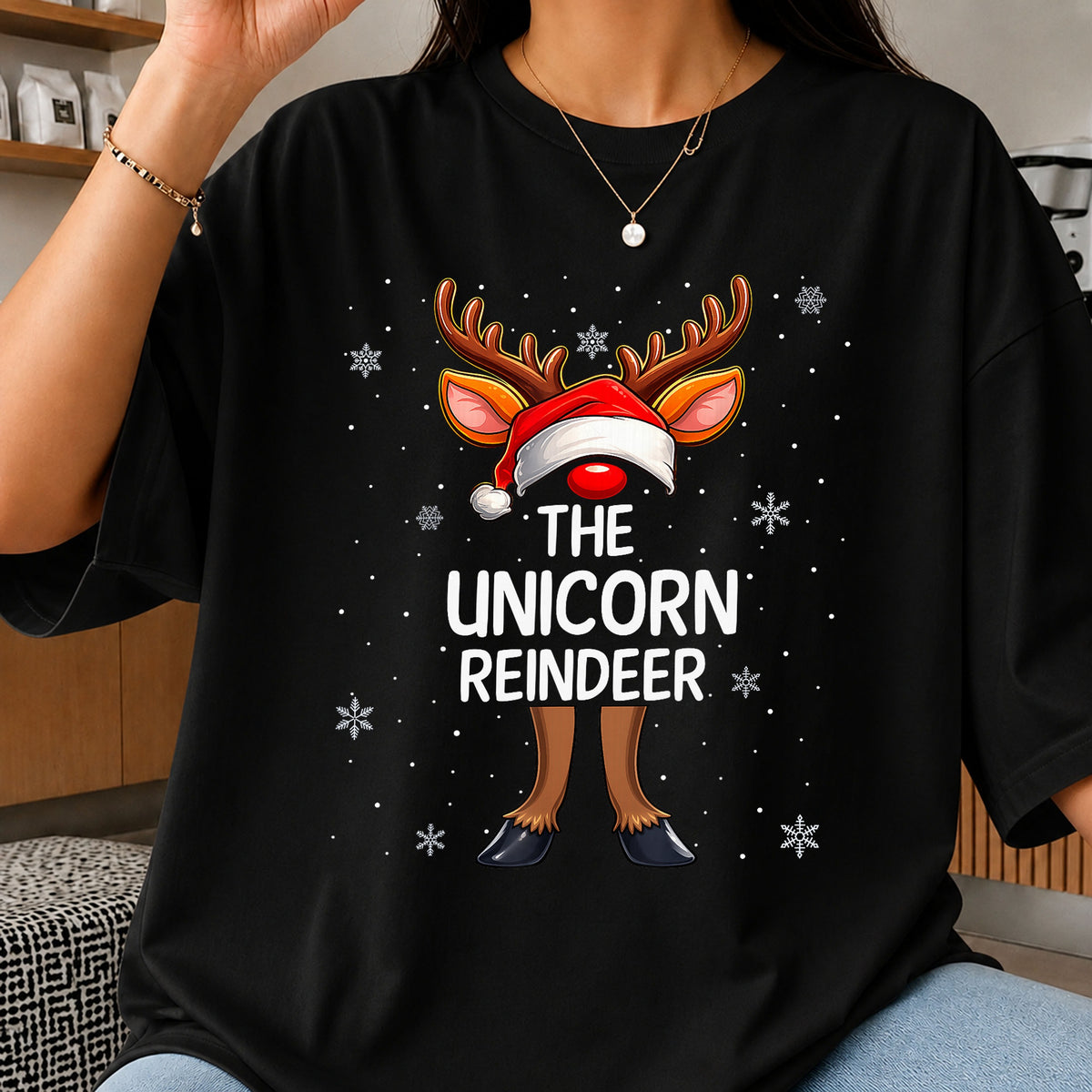 The Unicorn Reindeer Santa Hat Christmas Holiday PNG