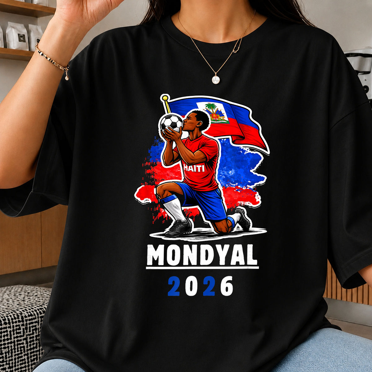 Haiti Mondyal 2026 Soccer Player Flag Kneeling PNG