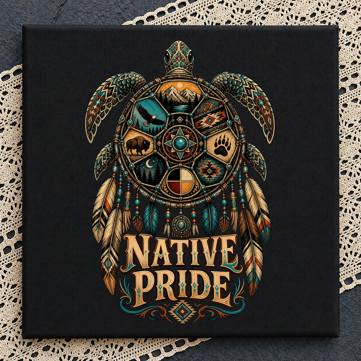 Native Pride Turtle PNG, Boho Dream Catcher PNG, Indigenous PNG