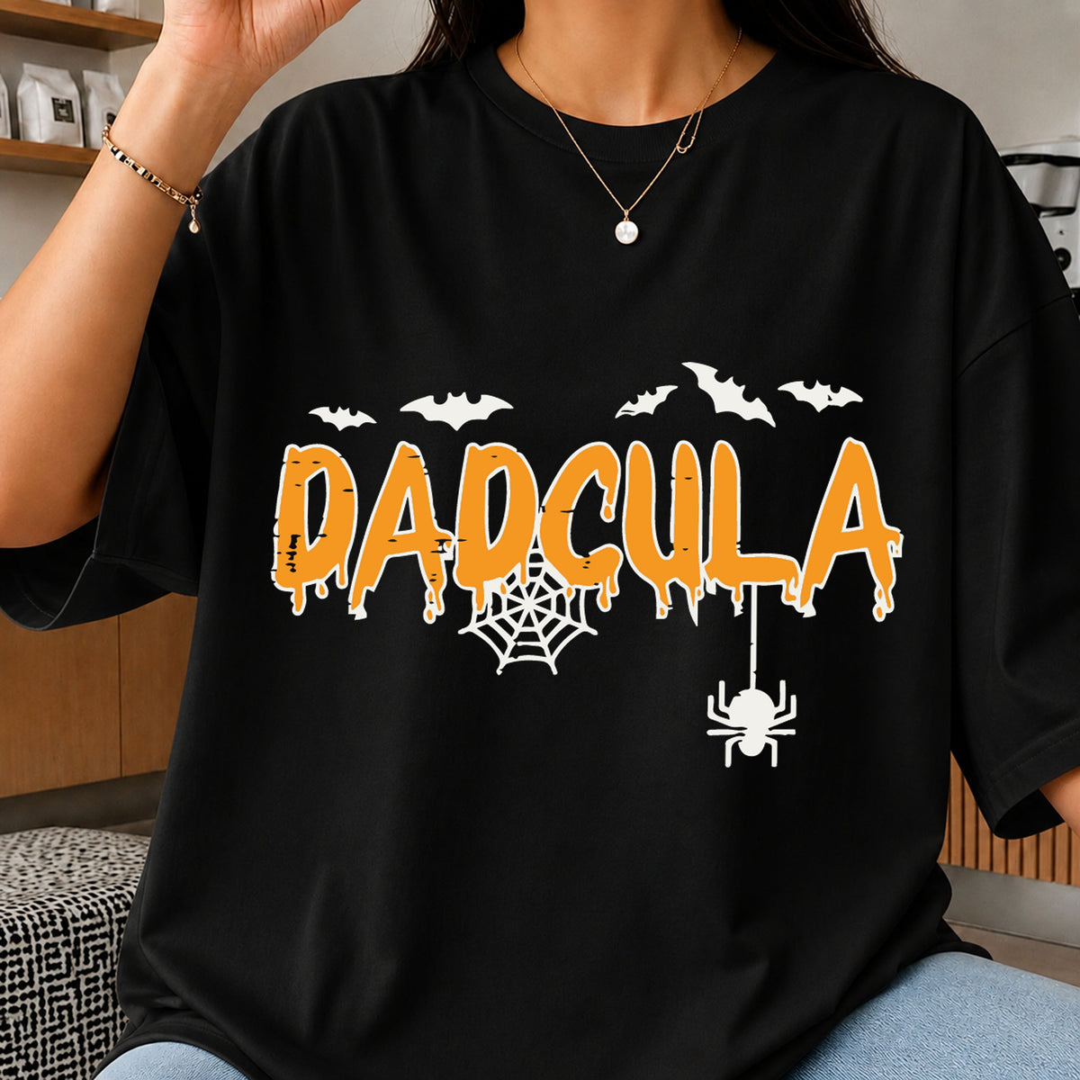 Dadcula Dripping Bats Spider Web Halloween PNG
