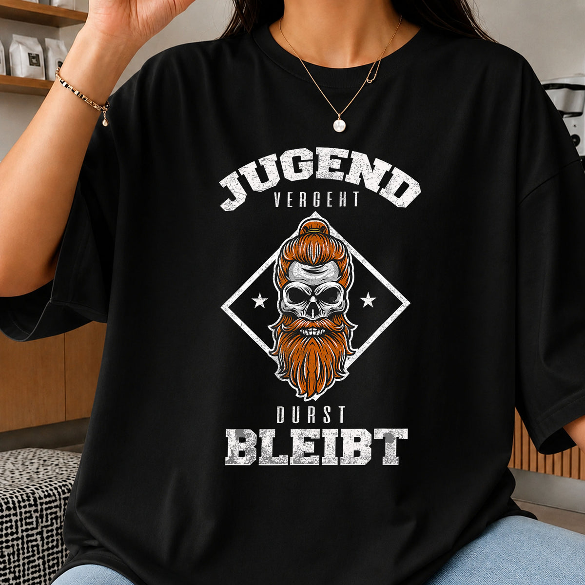 Jugend Vergeht Durst Bleibt Skull Beard Clipart PNG