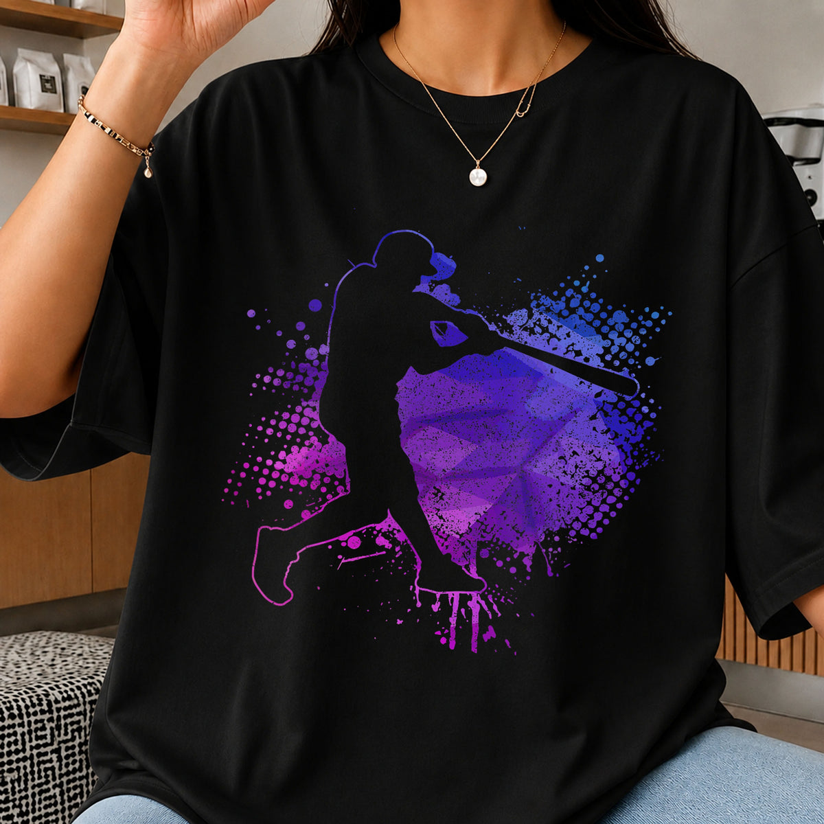 Baseball Batter Silhouette Colorful Splash Grunge PNG