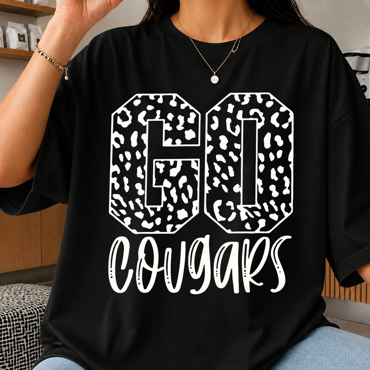 Go Cougars Leopard Print SVG, School Spirit Cricut Clipart