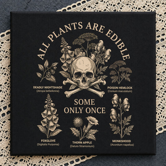 All Plants Are Edible Some Only Once, Skull PNG, Dark Botanical PNG
