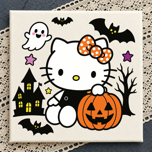 Hello Kitty Halloween SVG, Spooky Pumpkin Cricut Clipart