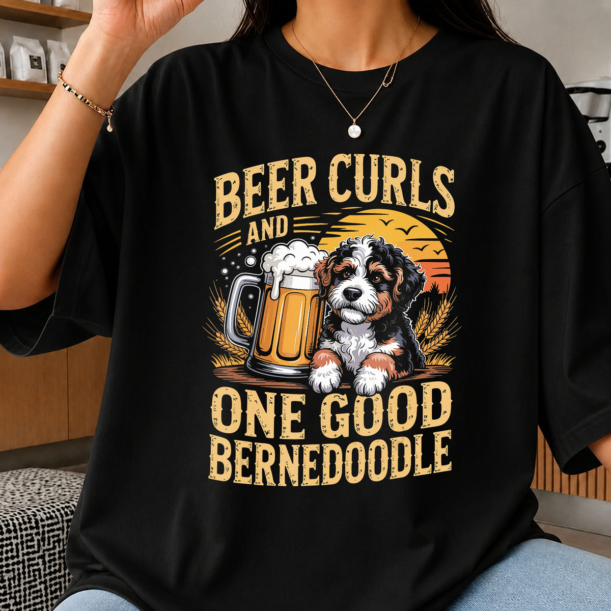 Beer Curls And One Good Bernedoodle Dog Craft PNG