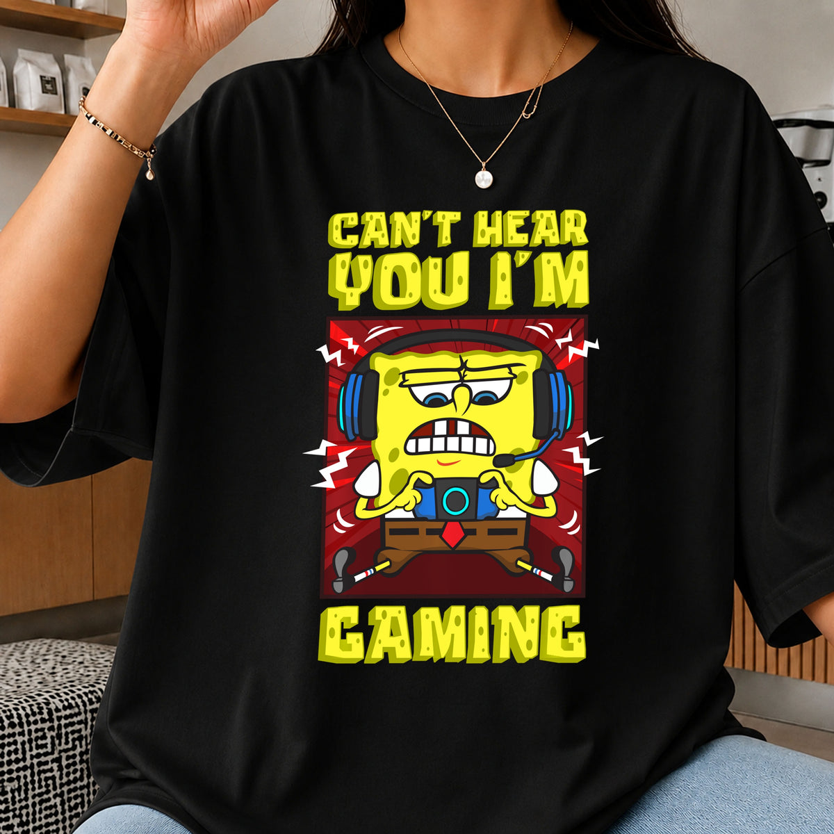 SpongeBob Can't Hear You I'm Gaming Headset PNG