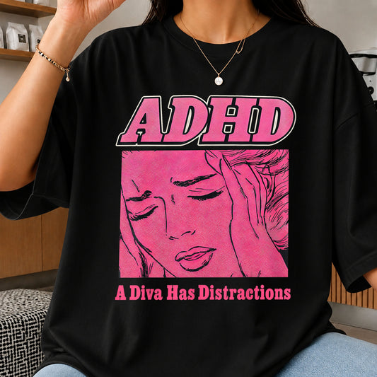 ADHD A Diva Has Distractions Retro Comic Woman PNG