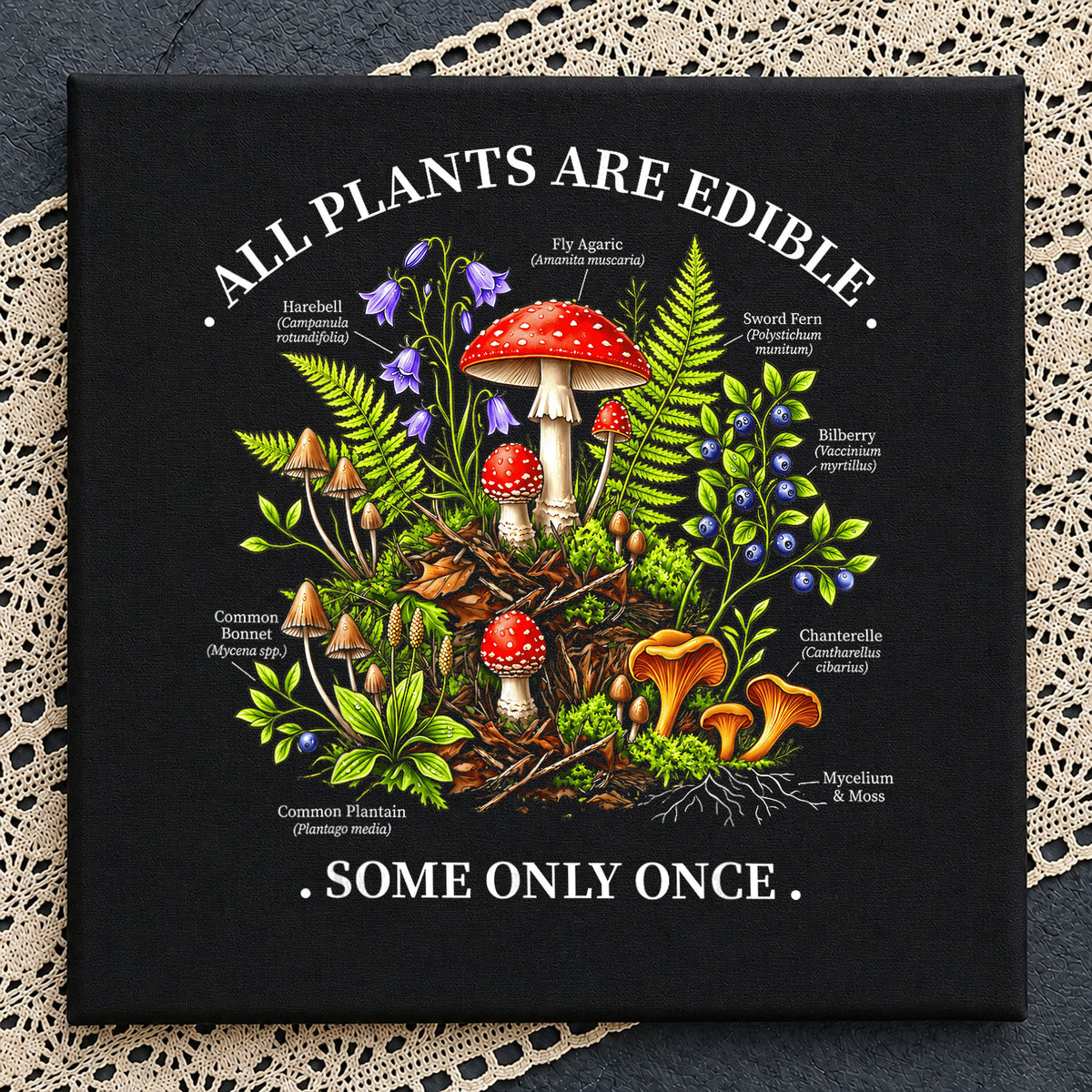 Funny Mushroom PNG, All Plants Are Edible Some Only Once, Cottagecore PNG