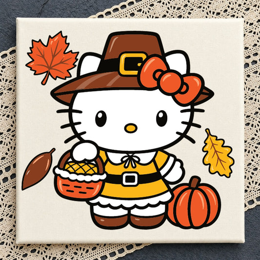 Hello Kitty Thanksgiving Pilgrim SVG, Fall Harvest Clipart