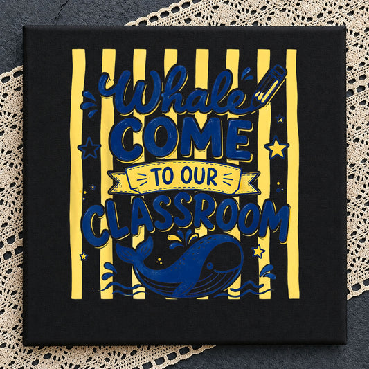 Whale Come To Our Classroom Teacher Clipart, Blue Yellow Stripes