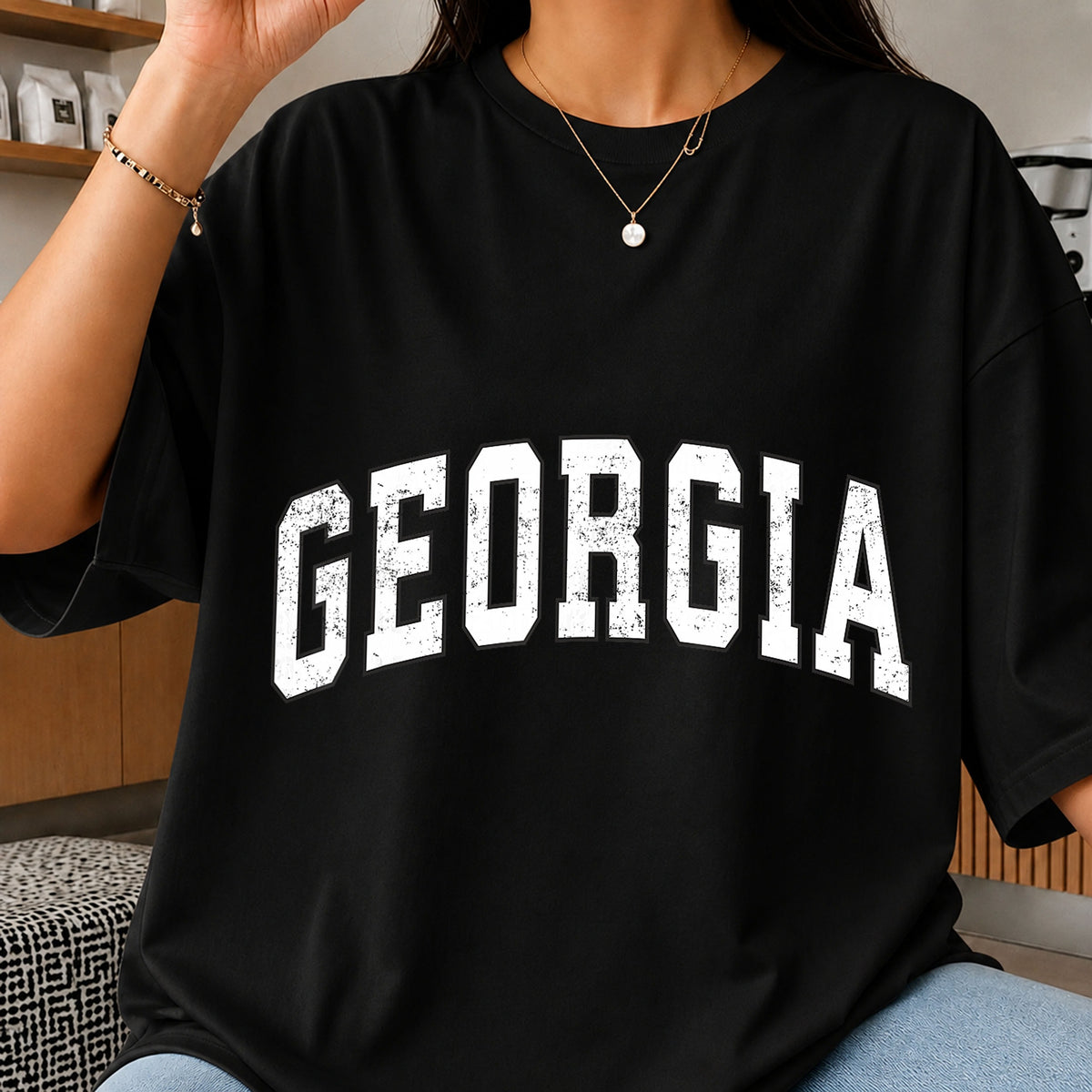 Georgia Arched Varsity Distressed Grunge State Pride PNG