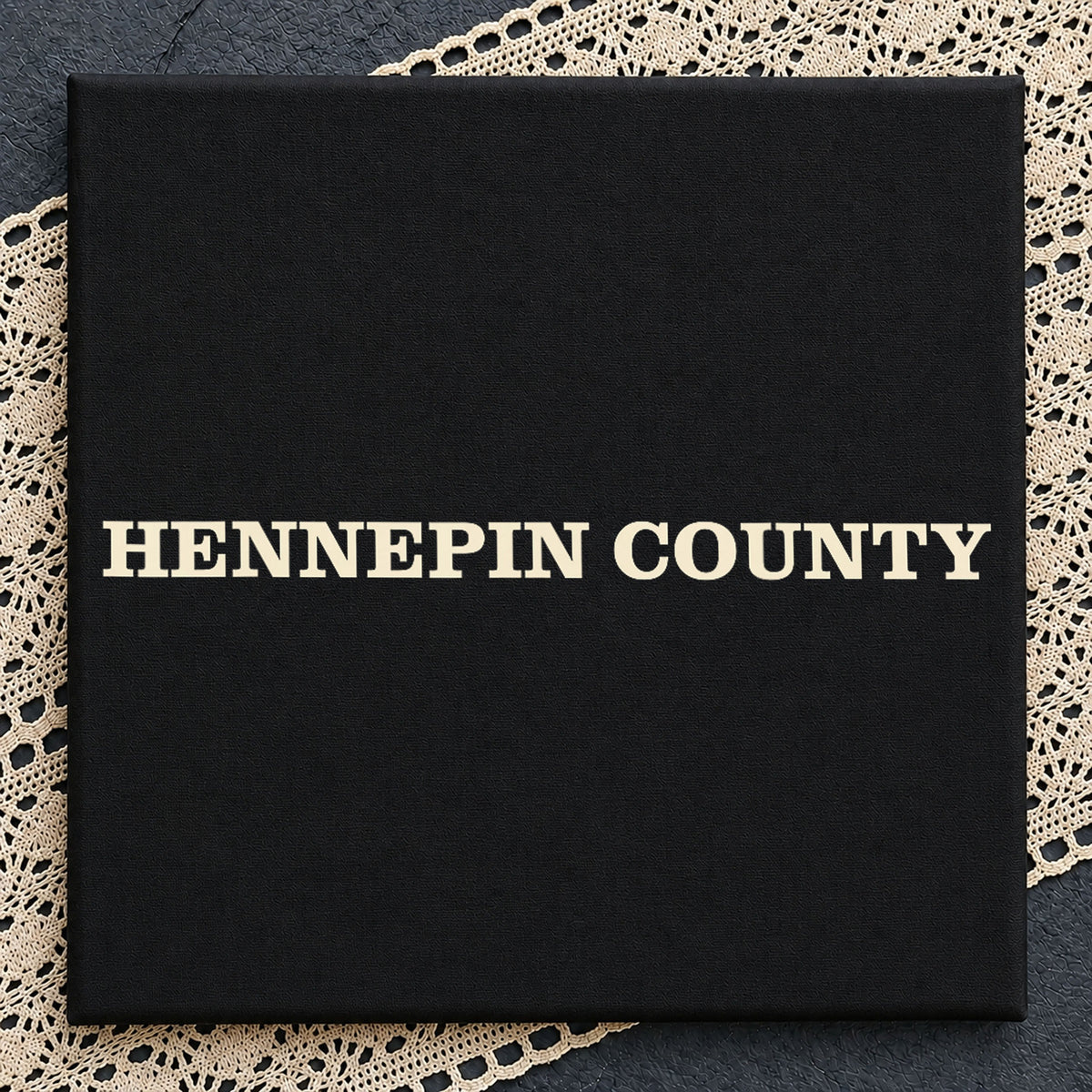 Hennepin County Text Clipart, Serif Bold Cream On Black, Concert Print