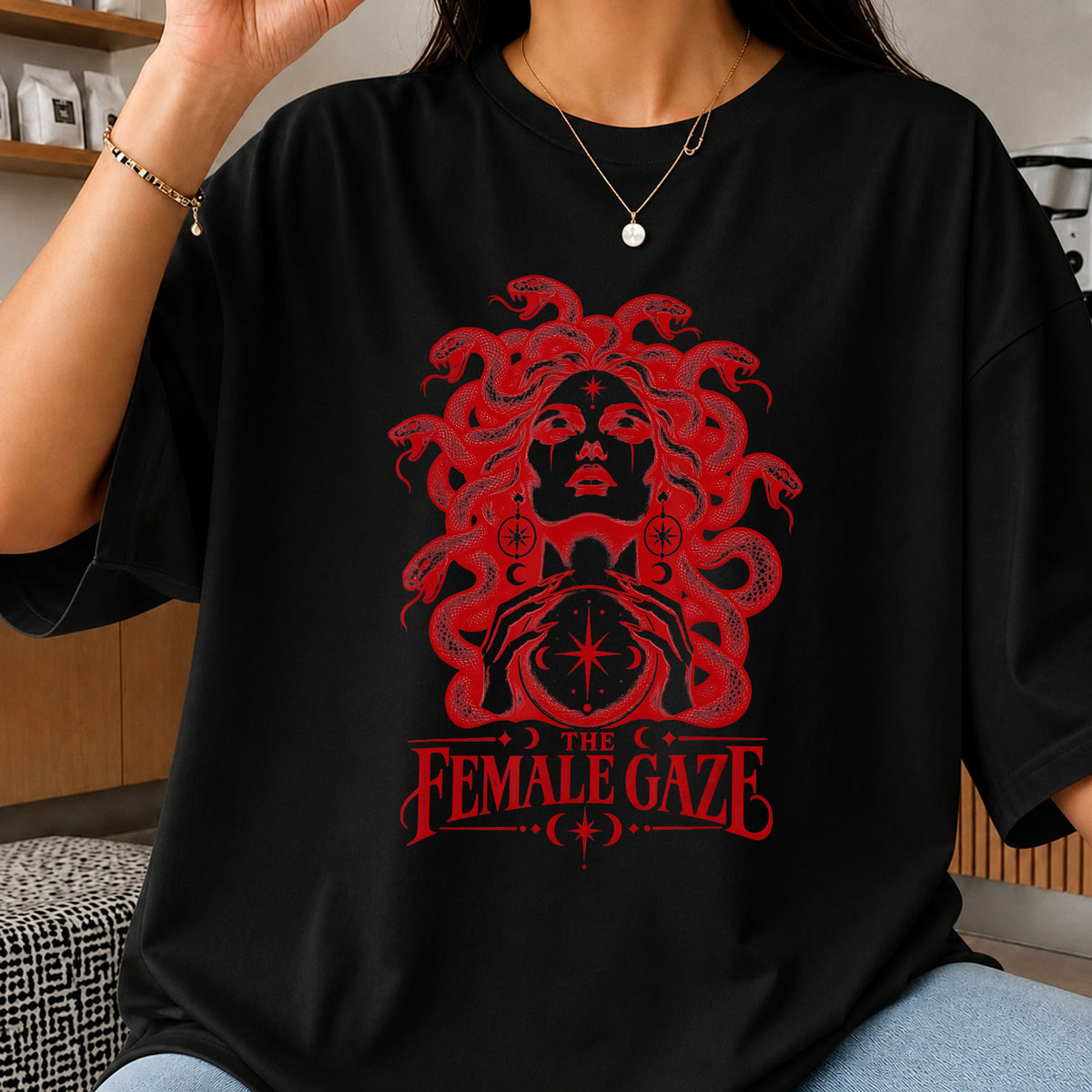 Medusa Female Gaze Snake Hair Goddess Portrait PNG