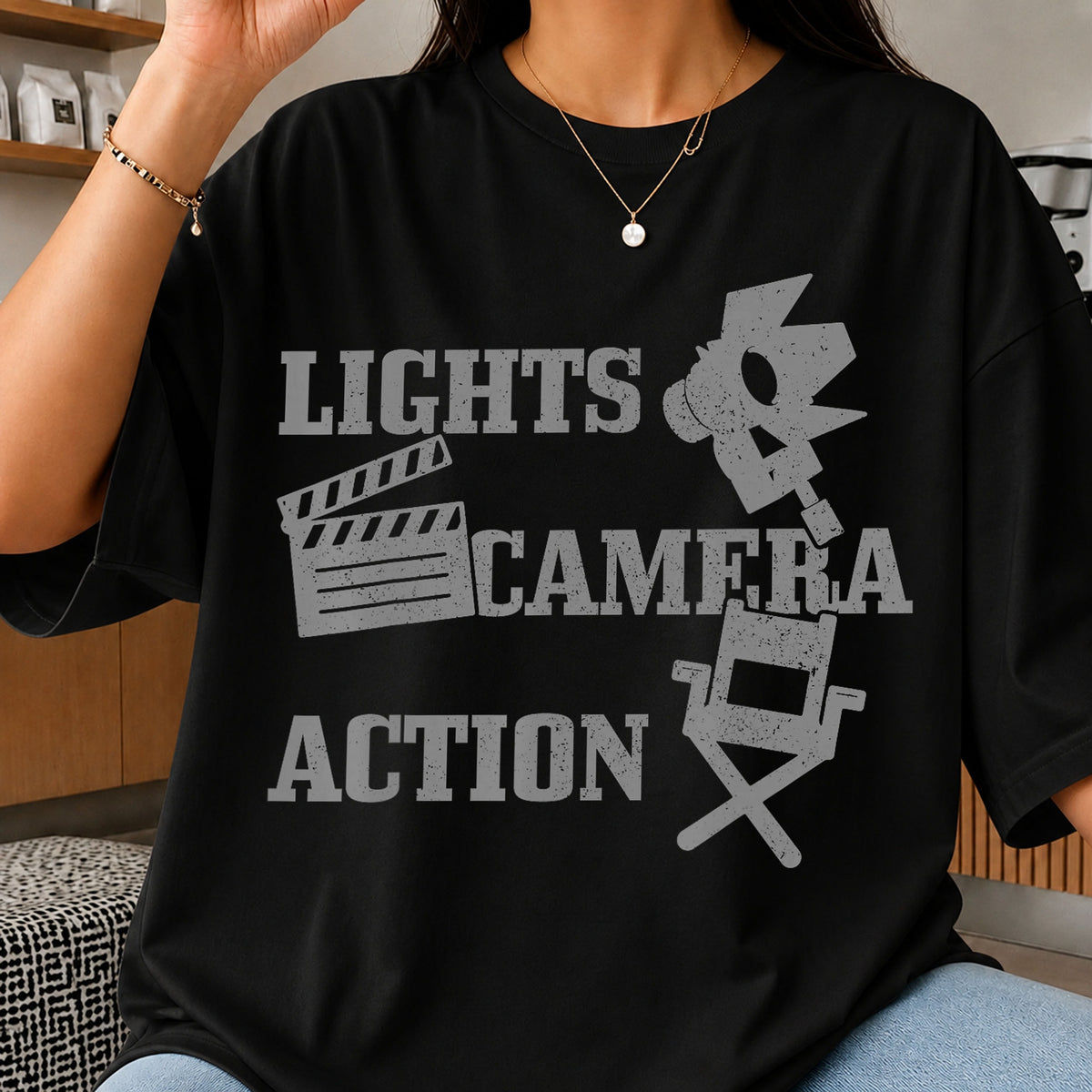 Lights Camera Action Movie SVG, Film Clipart Craft Design