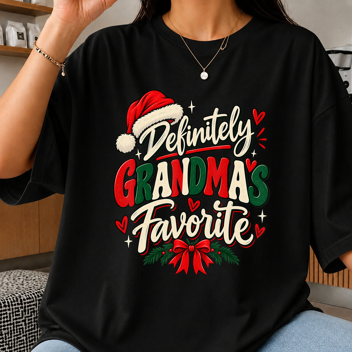 Definitely Grandma's Favorite Christmas Santa Hat PNG
