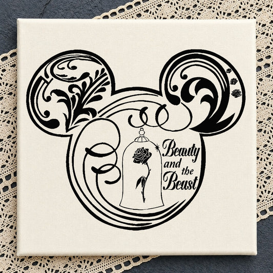 Beauty And The Beast Mickey Head SVG, Disney SVG PNG, Rose SVG