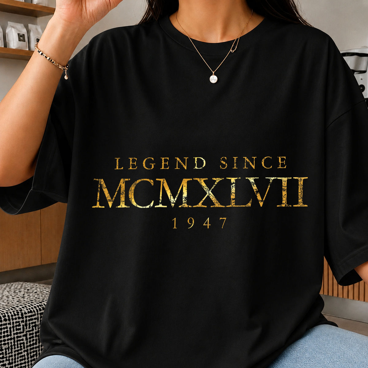 Legend Since 1947 MCMXLVII Roman Numeral Birthday PNG