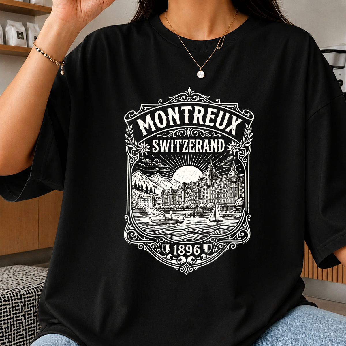 Montreux Switzerland 1896 Vintage Label Clipart PNG